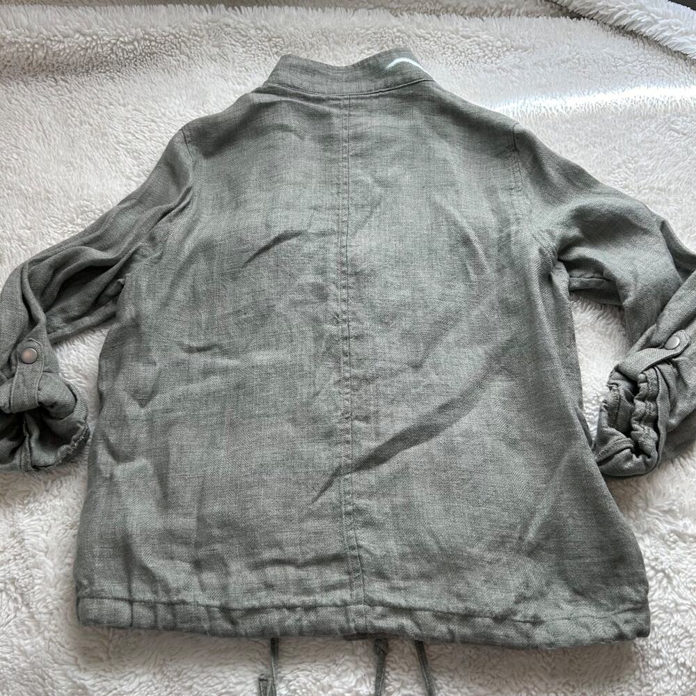 C & C California Linen Utility Jacket Womens M Natural Minimalist Boho Resort - Picture 2 of 6